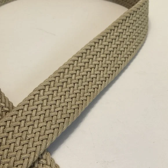 Tan Brown Stretch Woven & Leather Buckle Belt size 40 - Picture 8 of 12
